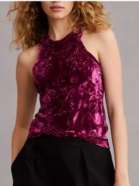 Anthropologie Pilcro Velveteen Racerback Tank in Raspberry Size S